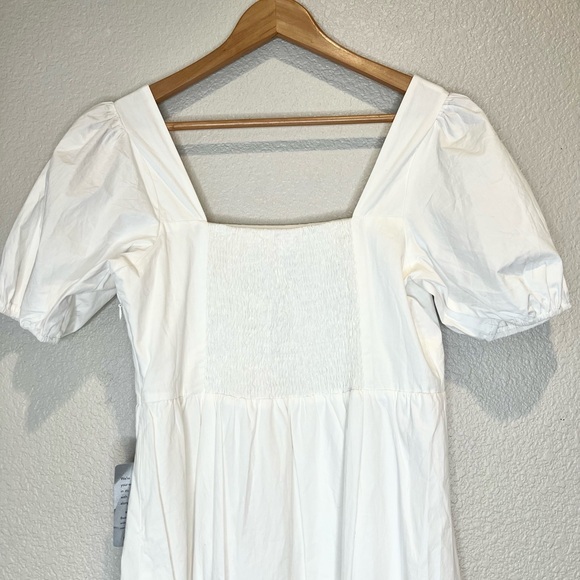 NWT Astr Puff Sleeve Poplin White Dress, S - Picture 8 of 10